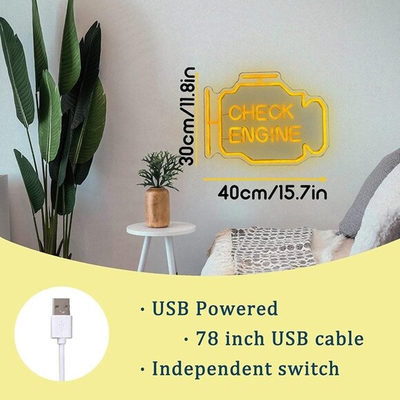 NEW Check Engine Light Neon Signs for Wall Decor, LED Garage Neon Signs Wall Art - Picture 7 of 9